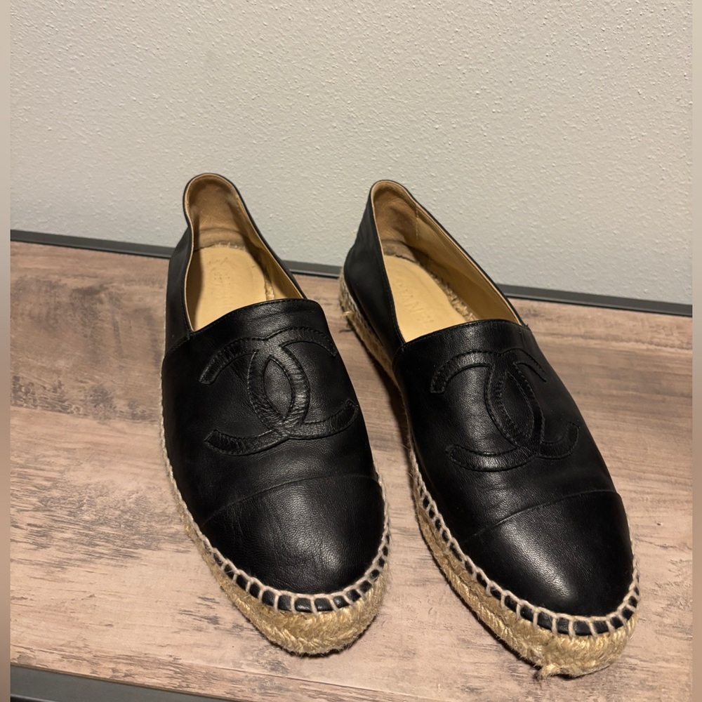 Chanel Espadrilles Black Leather